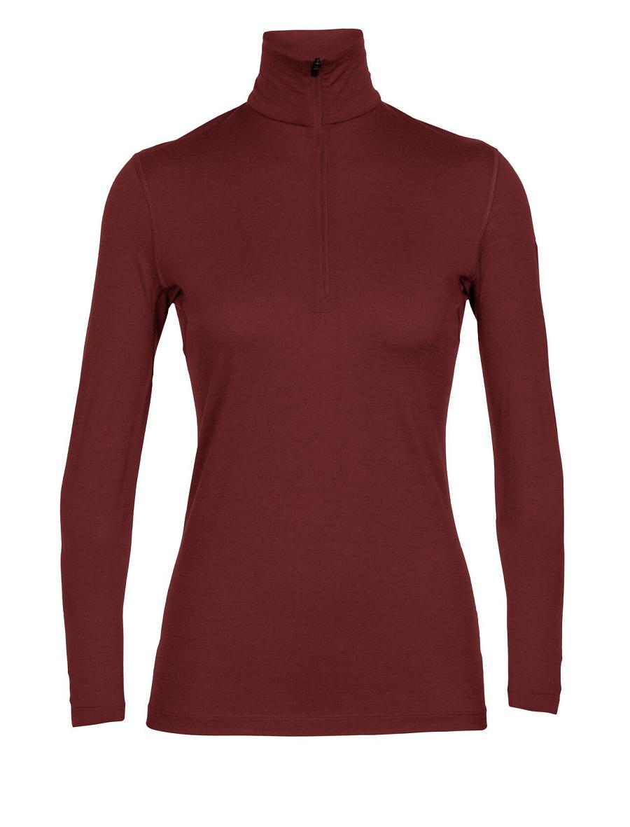 Women's Icebreaker Merino 200 Oasis Long Sleeve Half Zip Thermal Top Base Layers Espresso | CA 1045AHKP